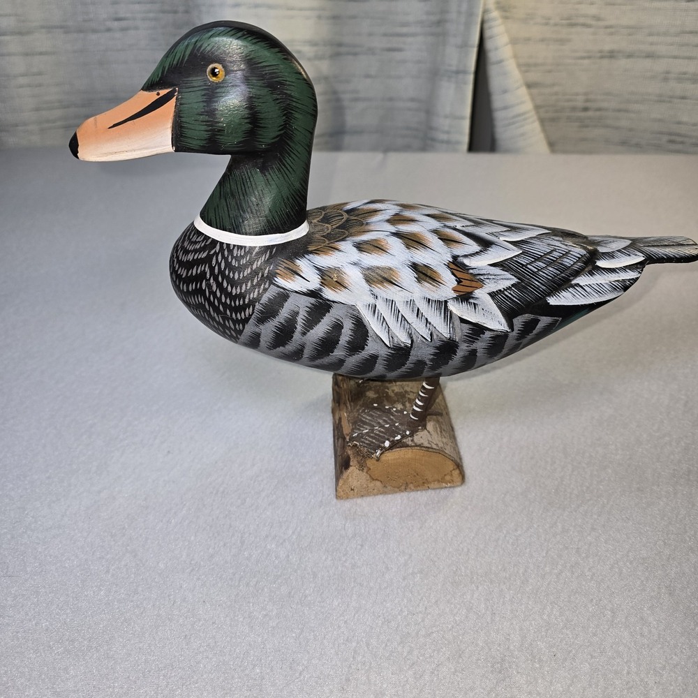 Vintage Wood Duck Decoy Mallard Hand Painted Rustic Grandmacore Farmhouse Decor